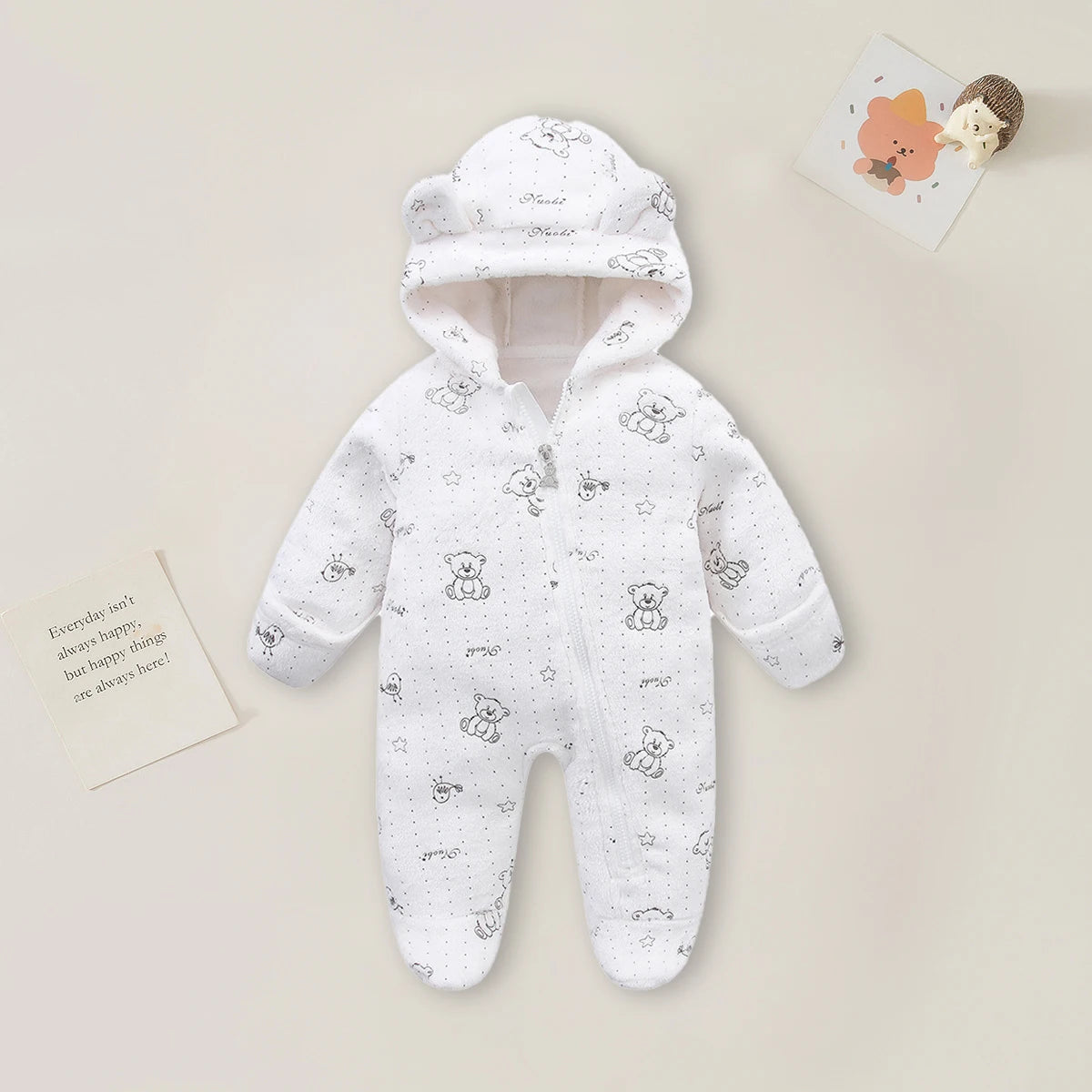 Newborn Flannel Romper - Soft Cartoon Baby Jumpsuit for Autumn Winter - MamaNest