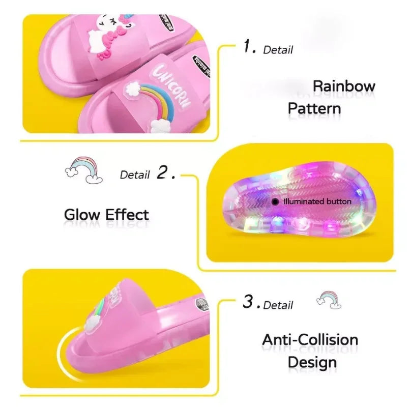 Kids Light-Up Slippers - Unicorn & Animal Cartoon Design - MamaNest
