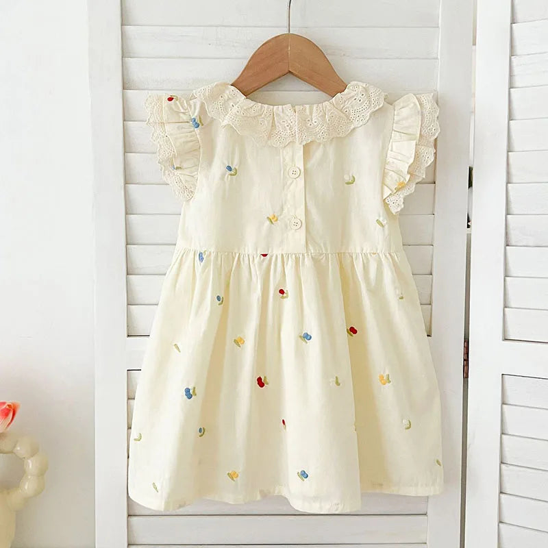 Summer Princess Dress for Girls - Cotton Embroidery Dress - MamaNest