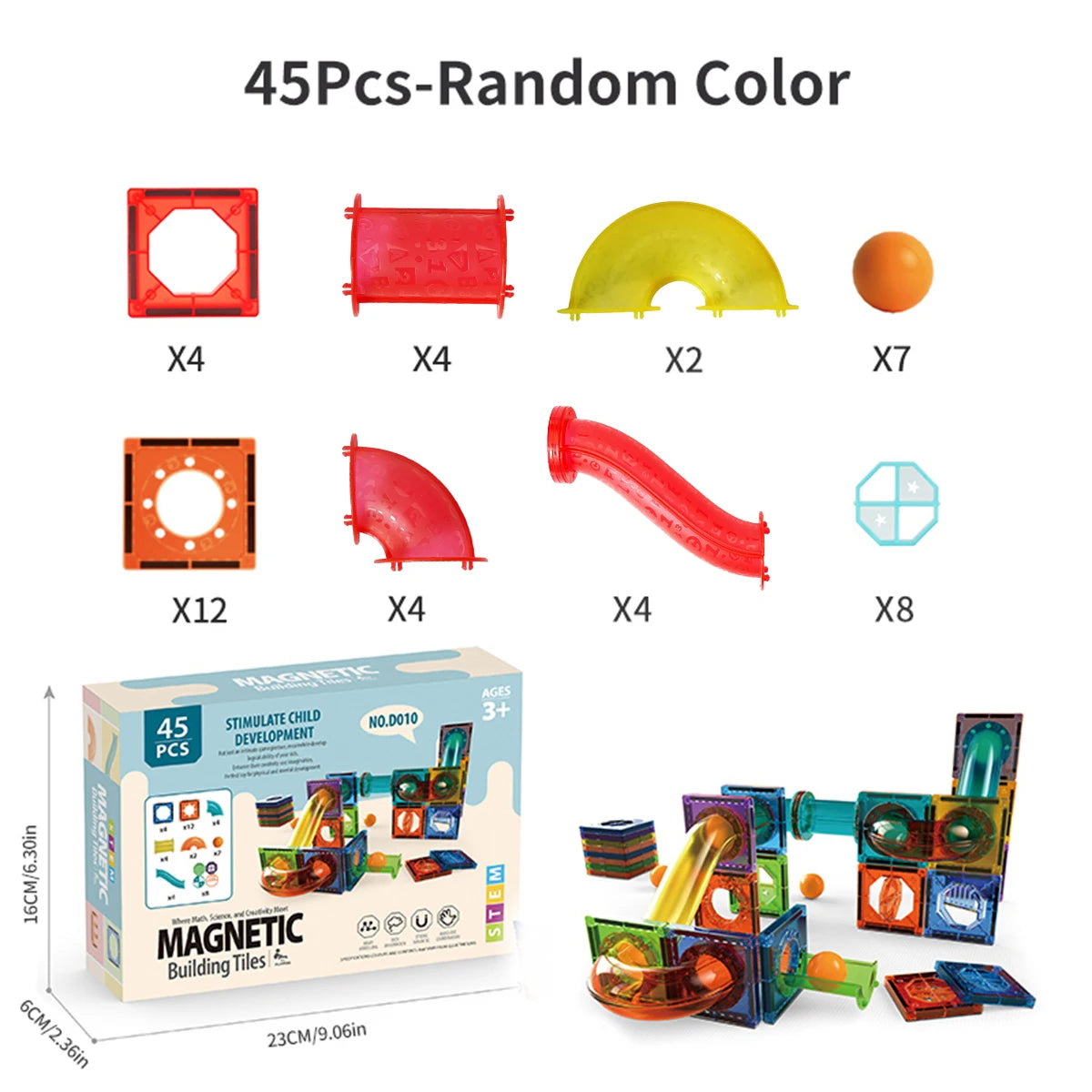 Magnetic Building Blocks - 3D STEM Educational Toys with Marble Run