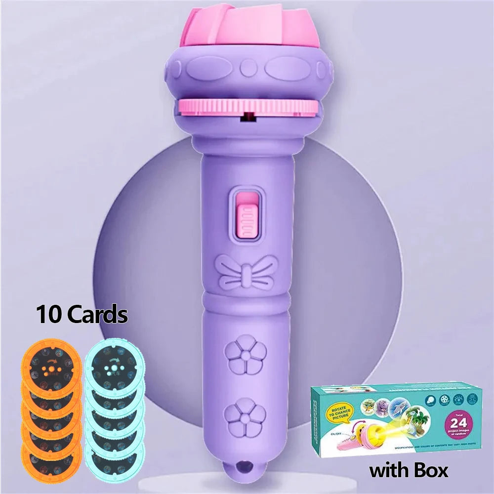 10Pcs Cartoon Projector Flashlight Cards, Creative Kids Flashlight Toy Projector for Children, Bedtime Story Toy for Babies