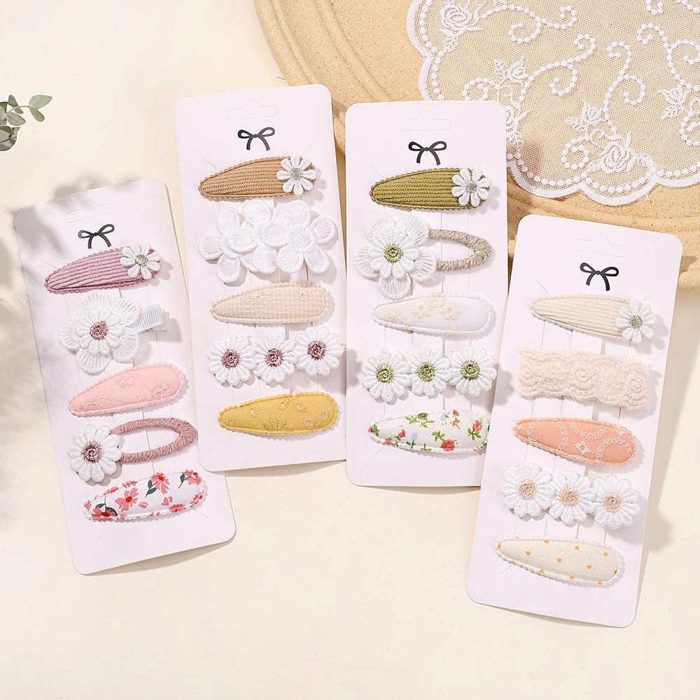 Baby Girl Hair Clips 5-Pack - Mini Bow & Floral Clips