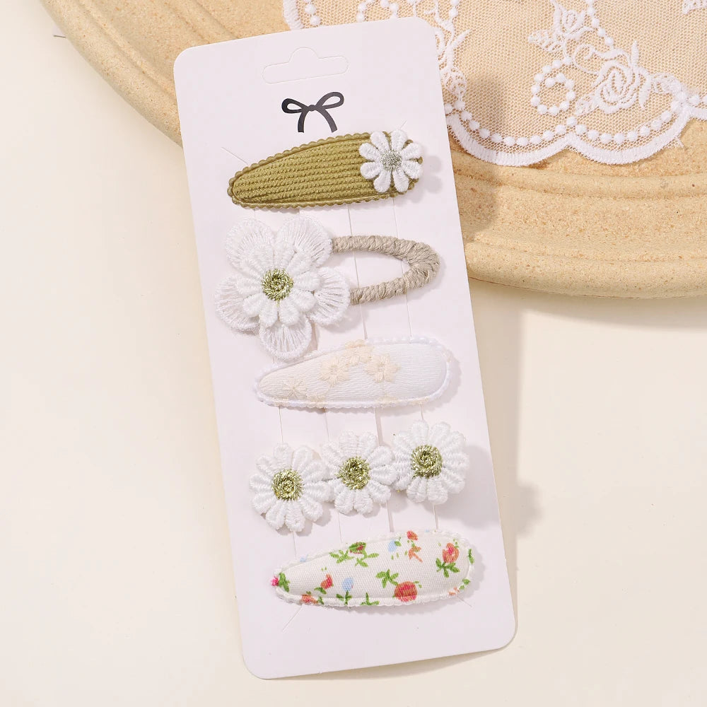 Baby Girl Hair Clips 5-Pack - Mini Bow & Floral Clips