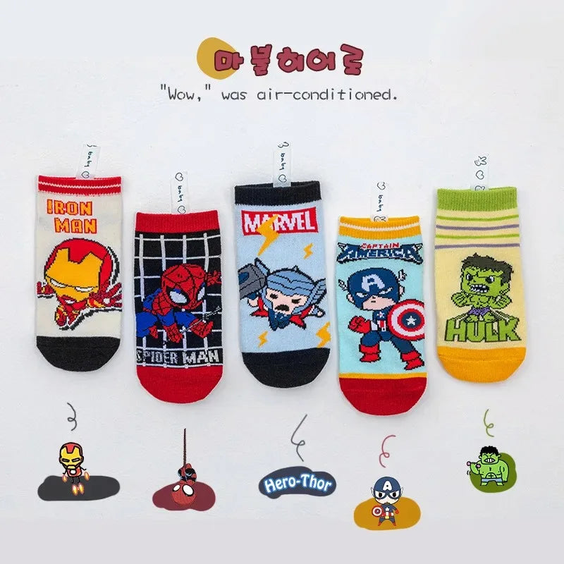 Kids Cartoon Socks 5-Pack - Spider-Man & Superhero Mesh Socks - MamaNest