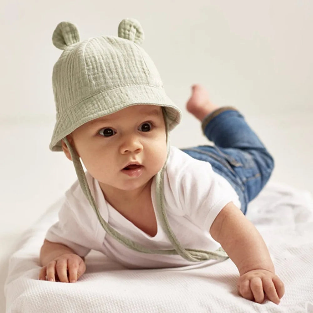 Muslin Baby Sun Hat - Breathable Cotton Summer Cap (3-12 Months) - MamaNest