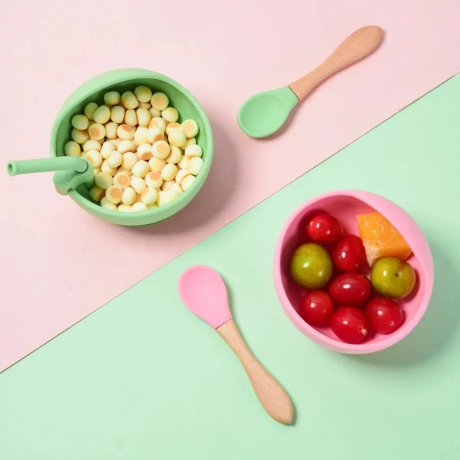 Silicone Baby Feeding Bowl with Spoon - Spill-Proof Suction Base - MamaNest