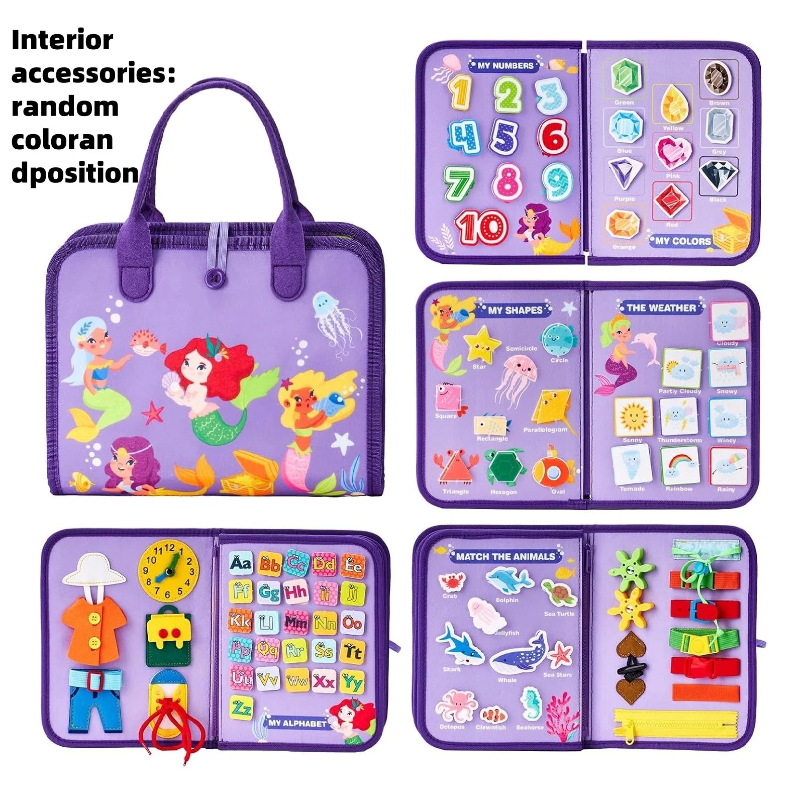 Montessori Busy Board Sensory Toys Educational Travel Activities for Kids Preschool Fine Motor Skills Learning Gift