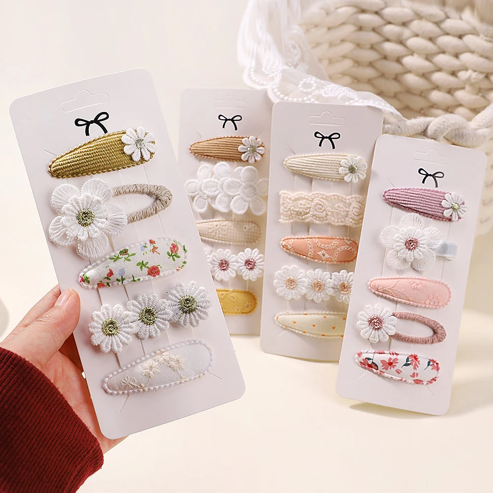 Baby Girl Hair Clips 5-Pack - Mini Bow & Floral Clips