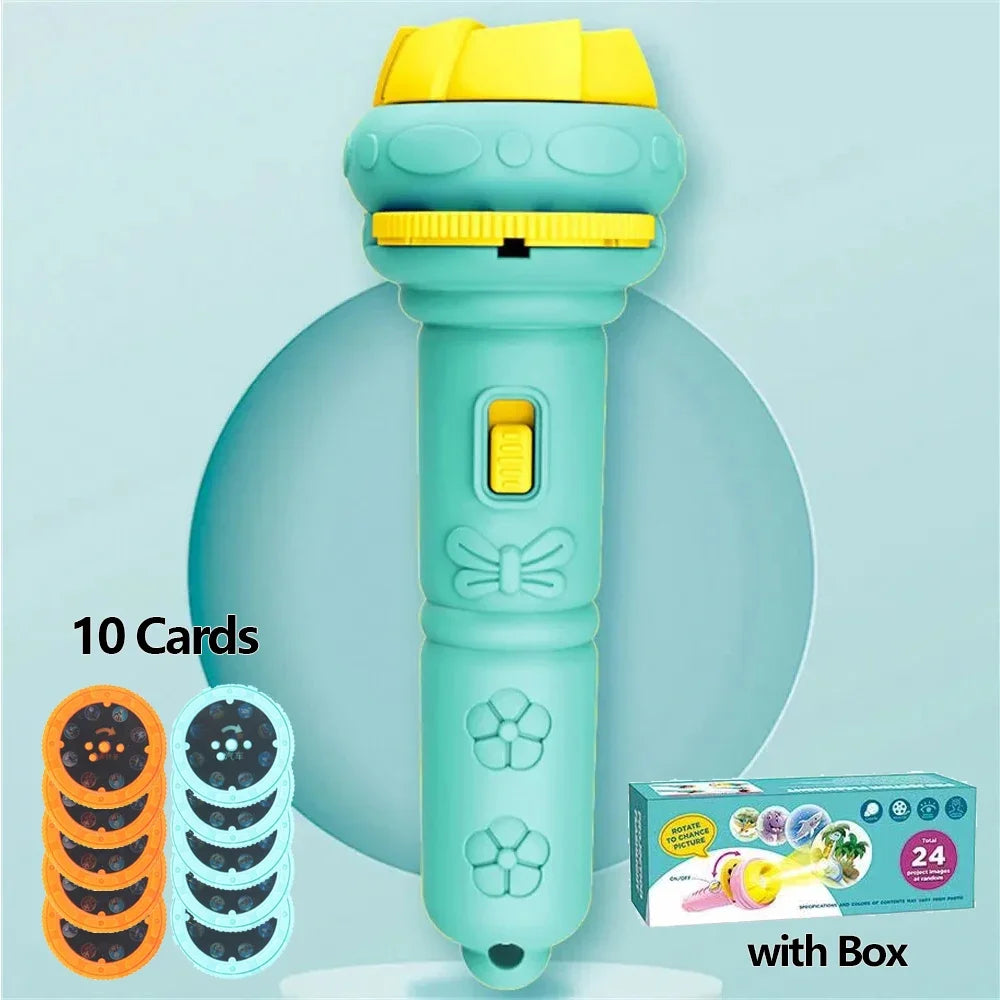 10Pcs Cartoon Projector Flashlight Cards, Creative Kids Flashlight Toy Projector for Children, Bedtime Story Toy for Babies