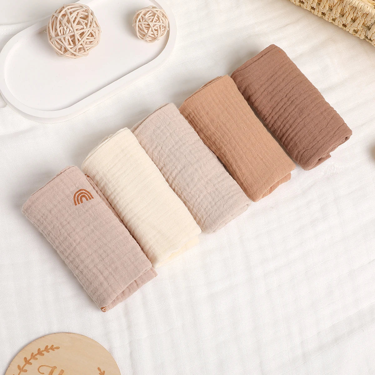 Baby Cotton Washcloth Set 5-Pack - 6-Layer Gauze Towels - MamaNest