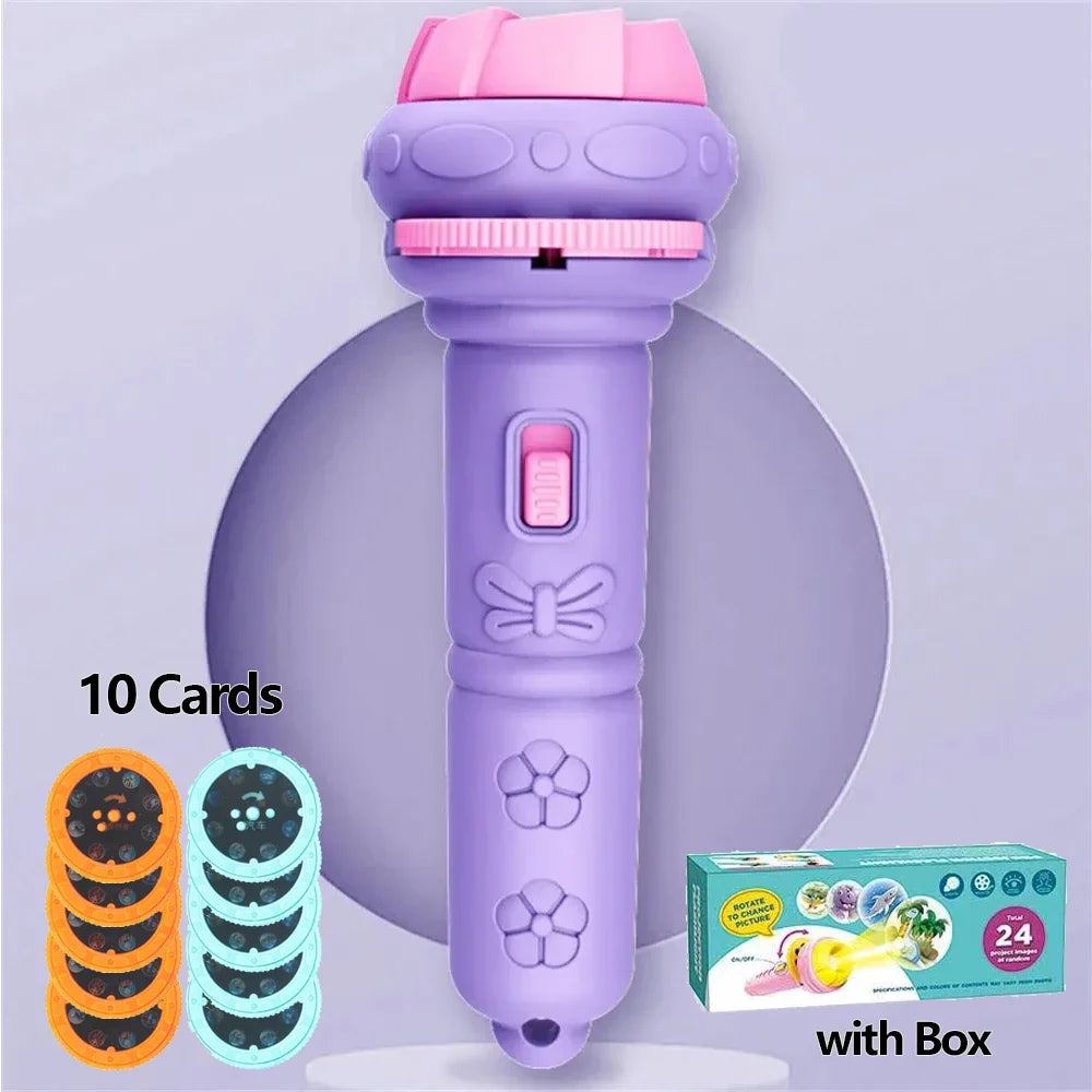 10Pcs Cartoon Projector Flashlight Cards, Creative Kids Flashlight Toy Projector for Children, Bedtime Story Toy for Babies