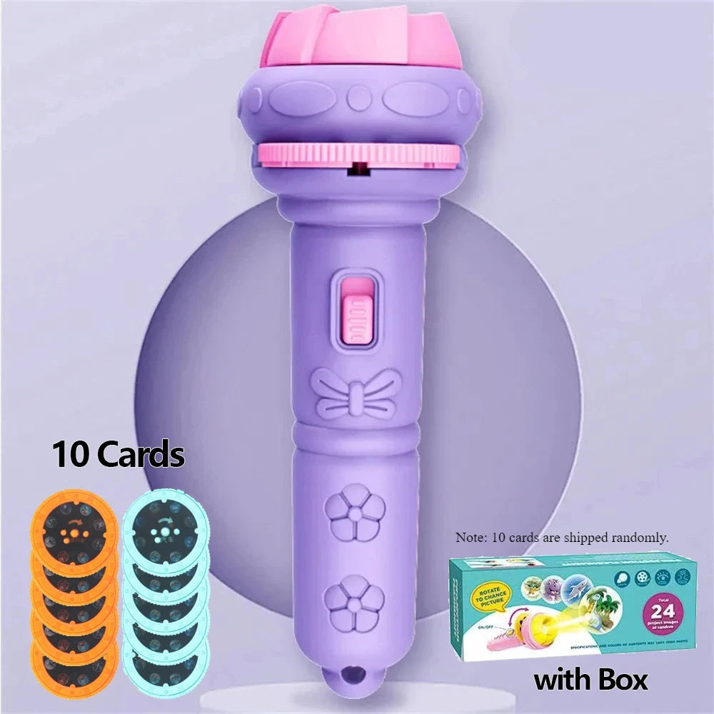10Pcs Cartoon Projector Flashlight Cards, Creative Kids Flashlight Toy Projector for Children, Bedtime Story Toy for Babies