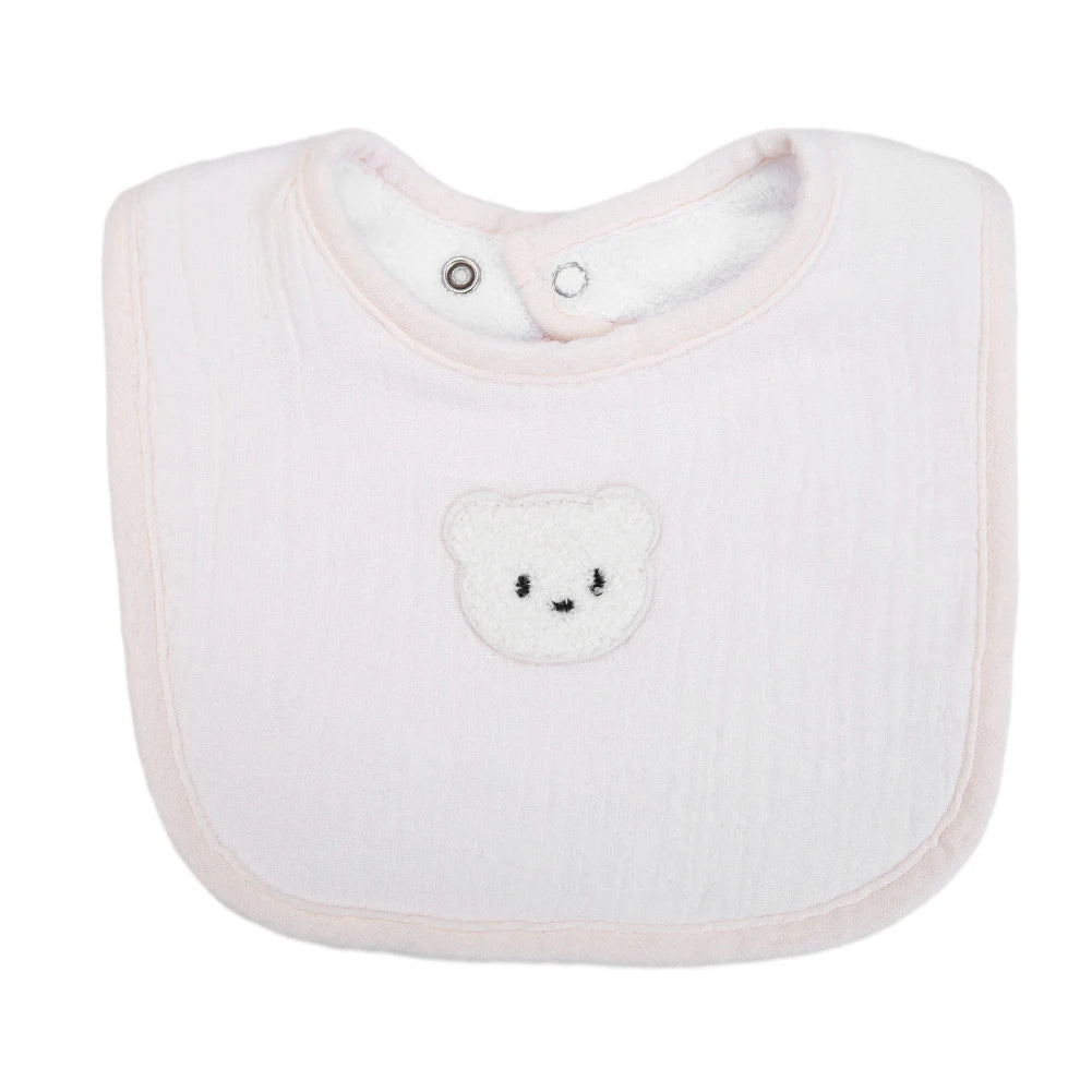 Cute Bear Baby Bibs - Muslin Cotton Feeding Bib with Absorbent Pockets - MamaNest