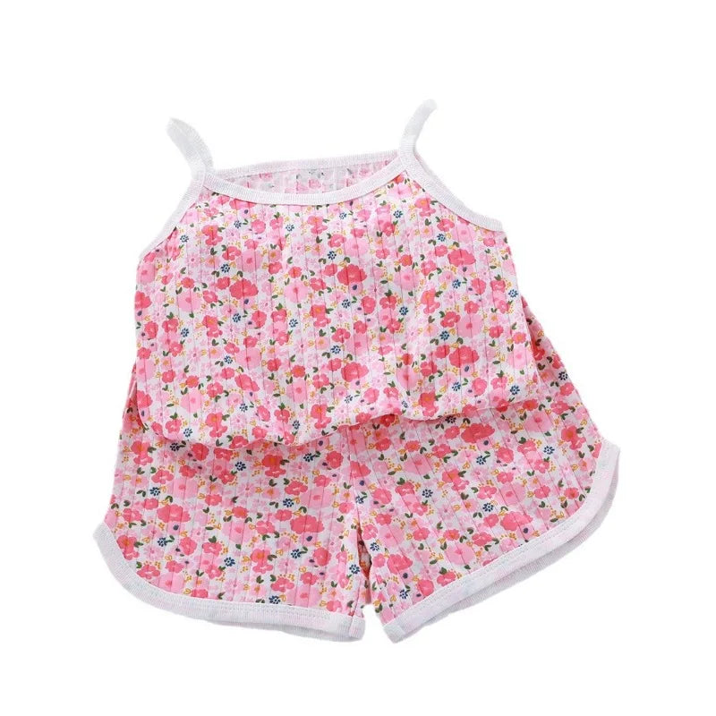Girls Summer Outfit Set - 2 Piece Cotton Top & Shorts Set - MamaNest