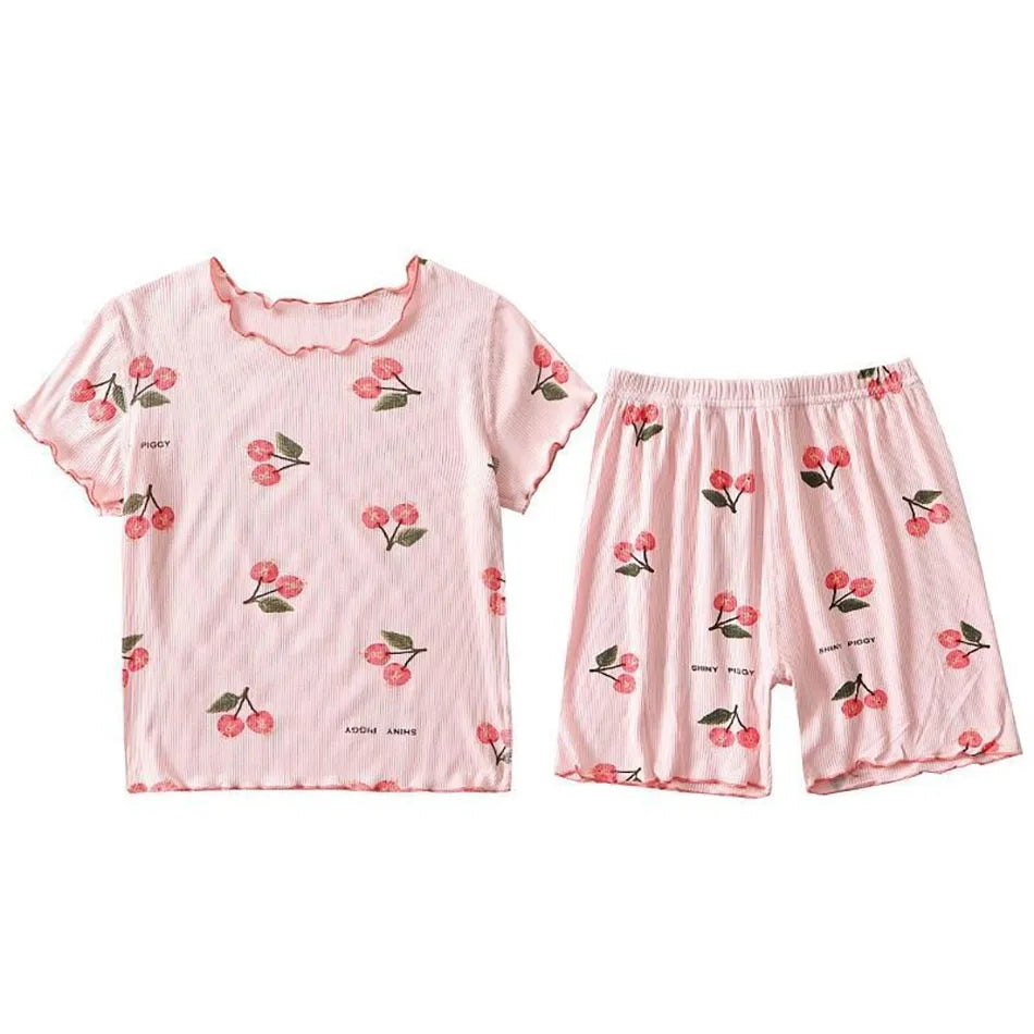 Girls Summer Pyjama Set - Soft Modal Shorts & Tee (1-8 Years) - MamaNest