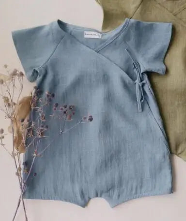 Linen Cotton Baby Romper - Summer Infant Bodysuit Jumpsuit 0-24M - MamaNest