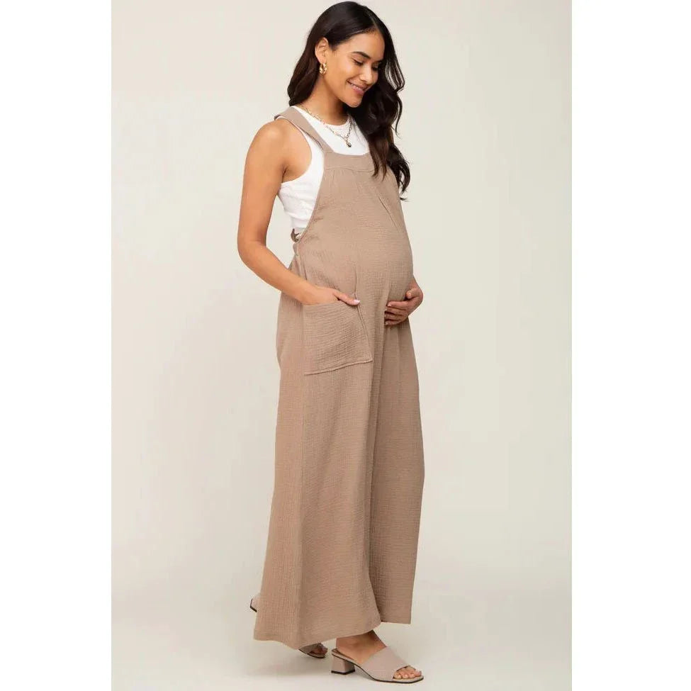 Maternity Wide Leg Pants - Belted Spring Summer Trousers - MamaNest