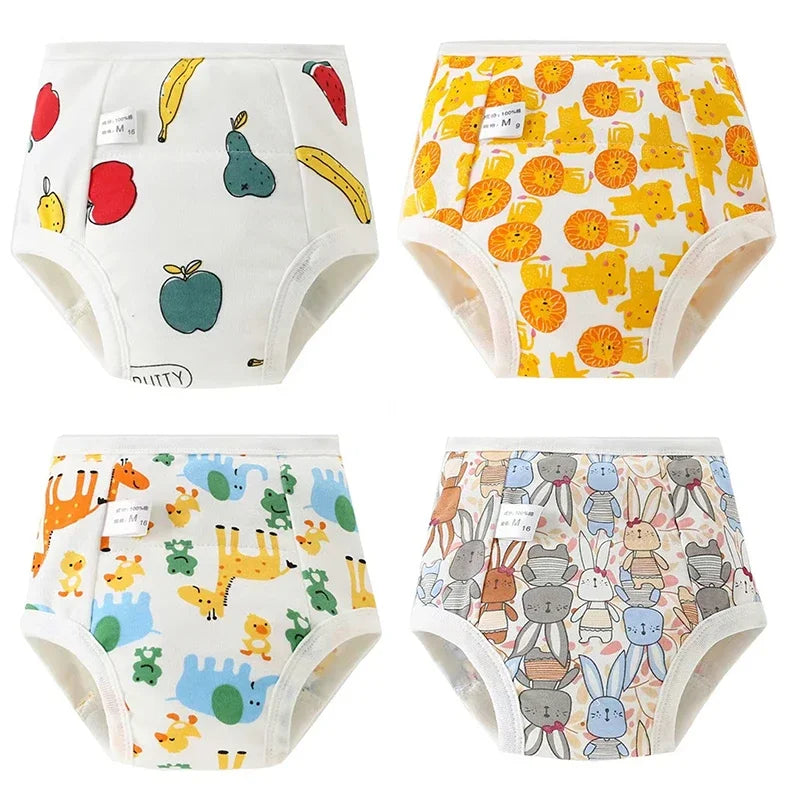 4PCS Baby Waterproof Diapers Pee Shorts Underwears Reusable Soft Ecological Cotton Toddler Potty Training Pants For Boys Girls - MamaNest