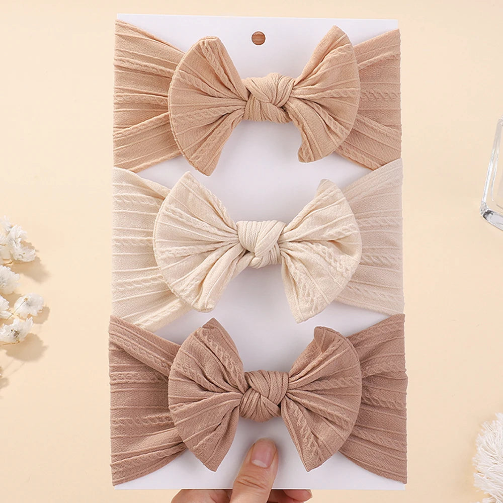 Baby Headbands 3-Pack - Soft Nylon Bow Turban Headwraps - MamaNest