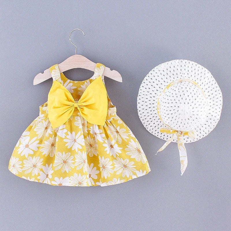 Girls Floral Princess Dress - Summer Bow Dress (0-3 Years) - MamaNest