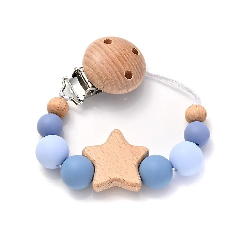 Baby Pacifier Clip Chain - Wooden Beads Dummy Holder - MamaNest