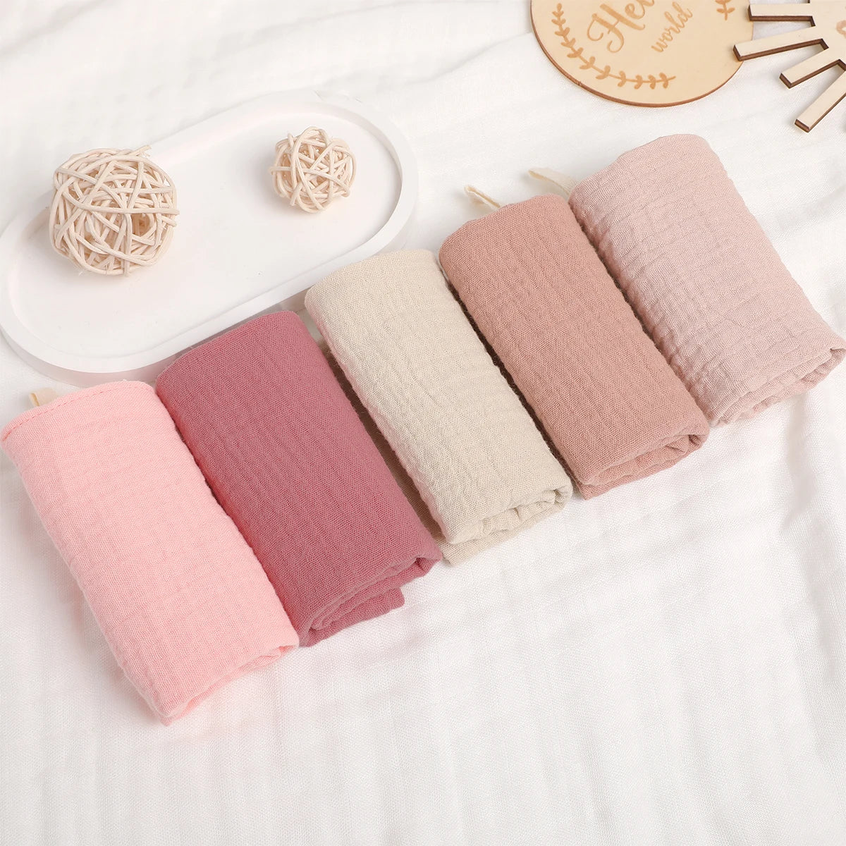 Baby Cotton Washcloth Set 5-Pack - 6-Layer Gauze Towels - MamaNest