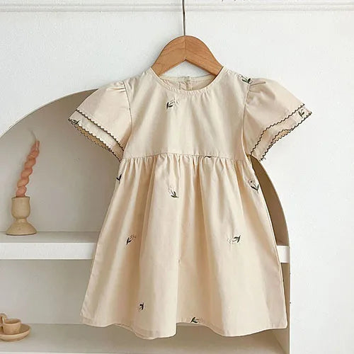 Summer Princess Dress for Girls - Cotton Embroidery Dress - MamaNest