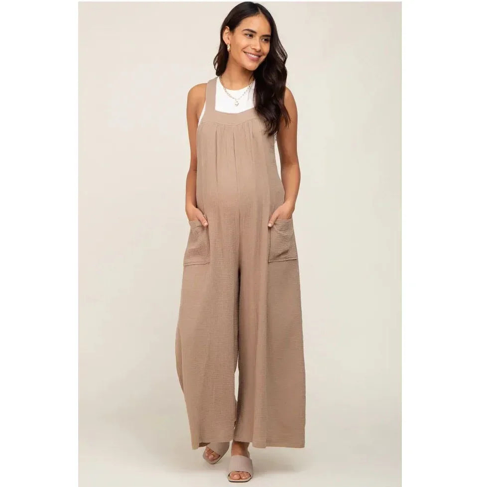 Maternity Wide Leg Pants - Belted Spring Summer Trousers - MamaNest