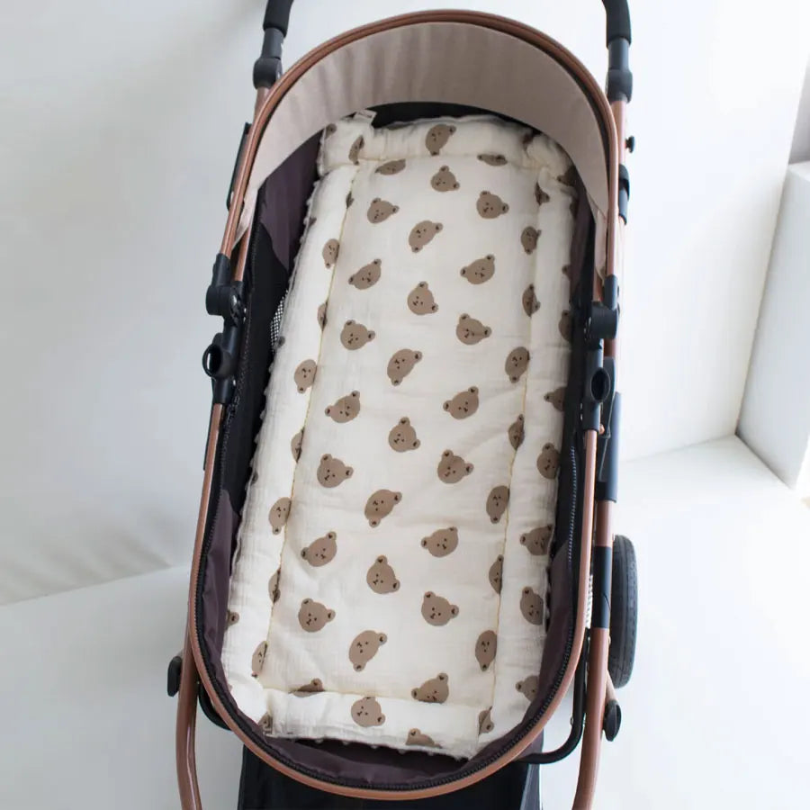 Baby Stroller Cushion - Soft Cotton Seat Liner with Straps - MamaNest