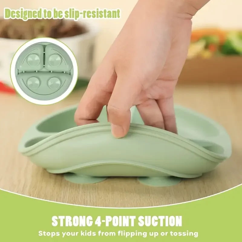 Baby Suction Plate - Silicone Divided Plate with Strong Suction Base - MamaNest