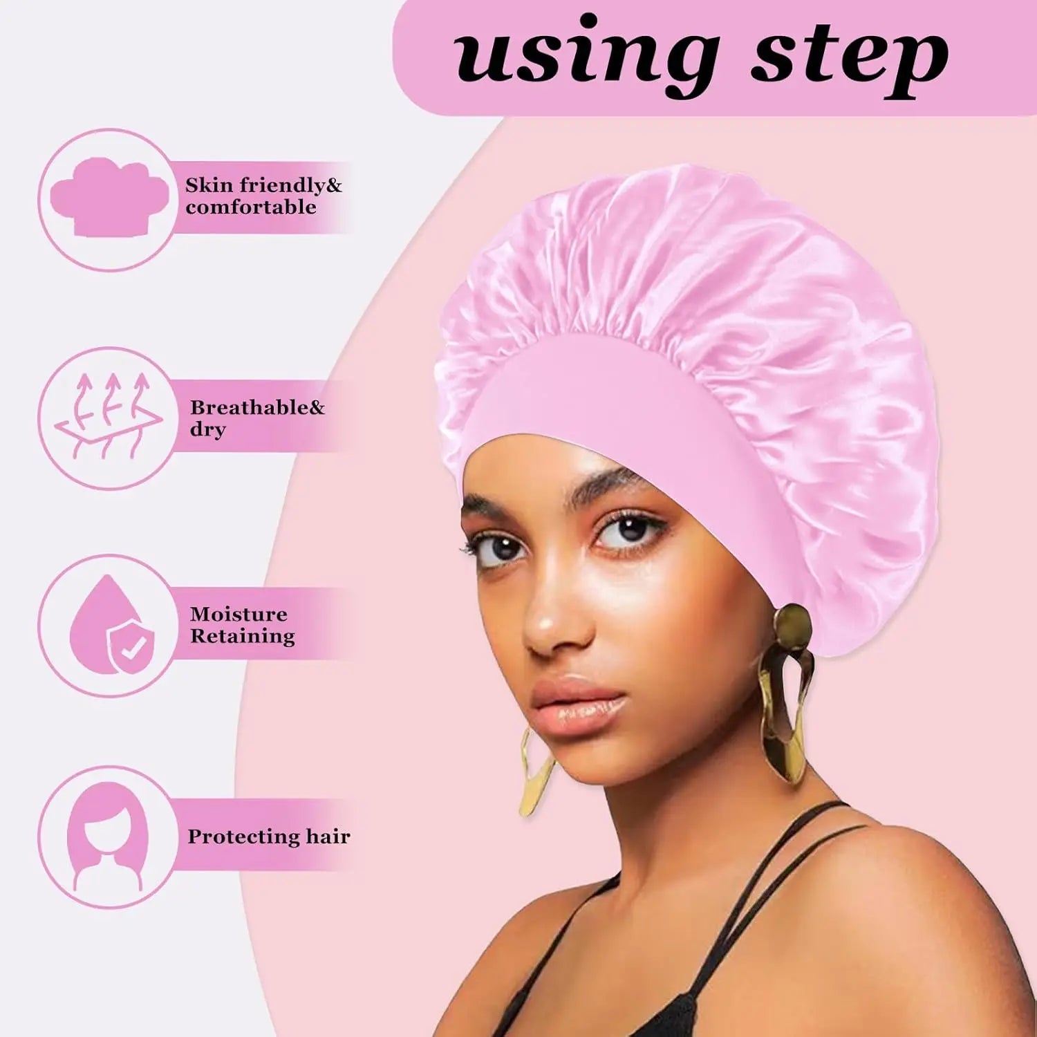 Silk Satin Bonnet - Wide Band Hair Wrap for Curly Hair - MamaNest