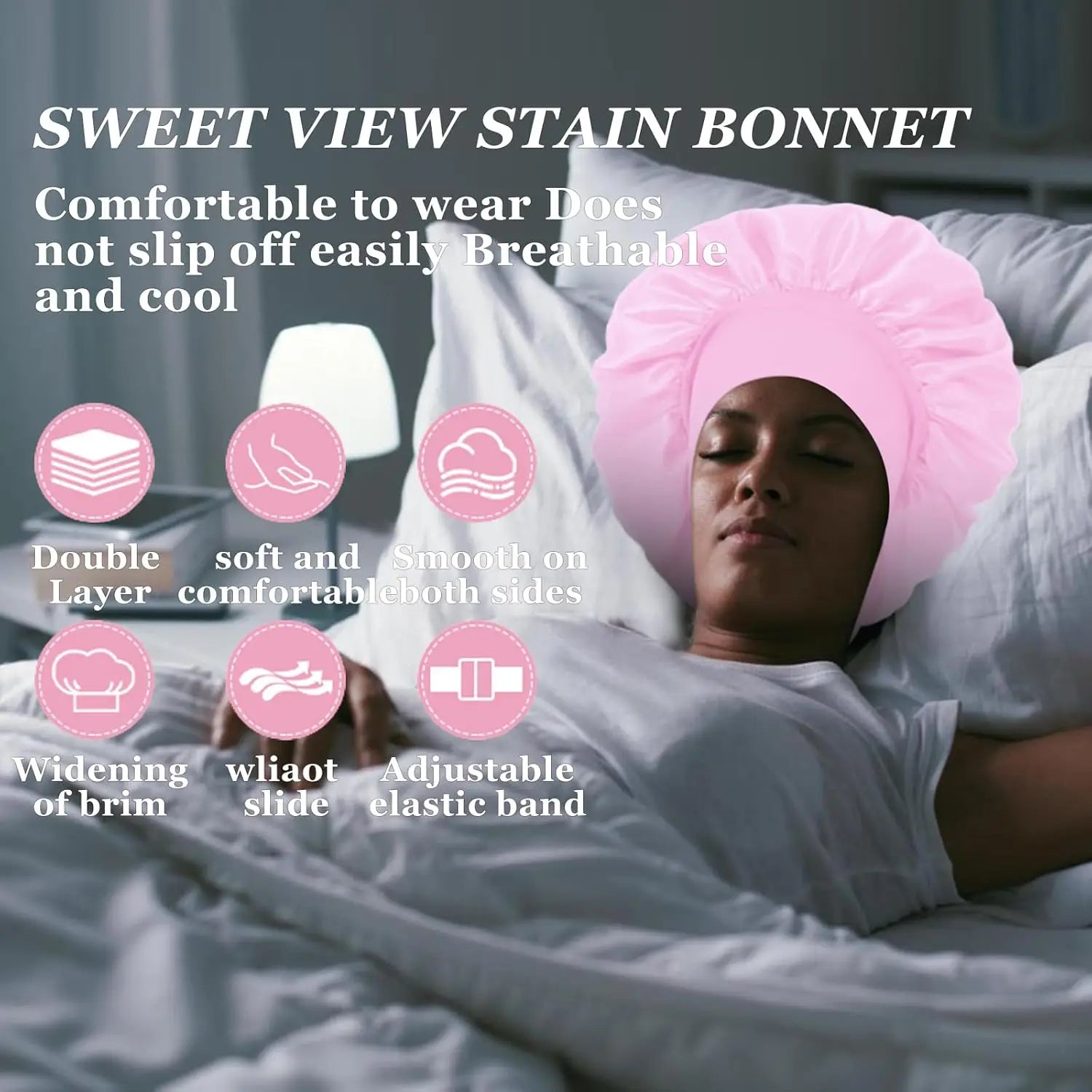 Silk Satin Bonnet - Wide Band Hair Wrap for Curly Hair - MamaNest