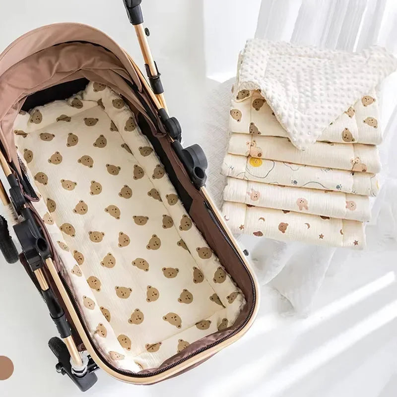 Baby Stroller Cushion - Soft Cotton Seat Liner with Straps - MamaNest