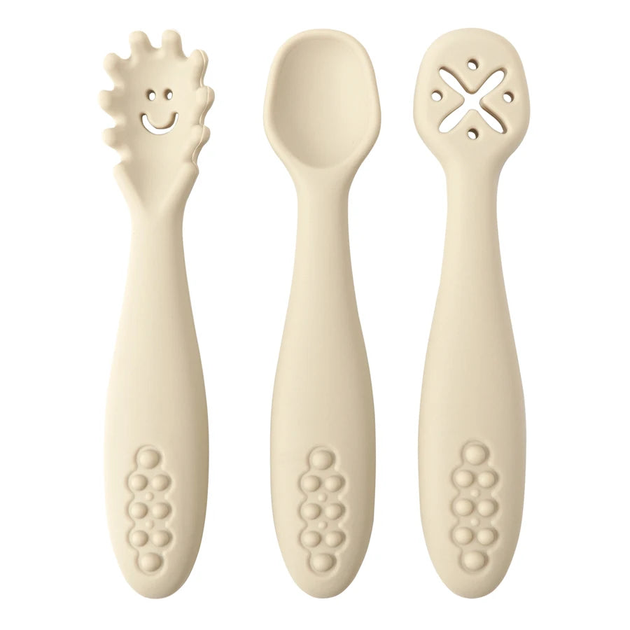 Baby Feeding Spoon Set 3-Pack - Soft Silicone Learning Spoons - MamaNest