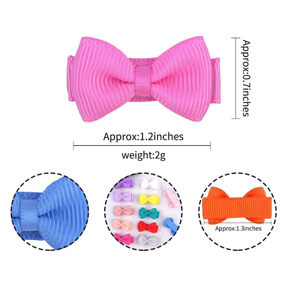 Mini Hair Bows 1.2 Inch - Solid Colour Ribbon Clips for Girls - MamaNest