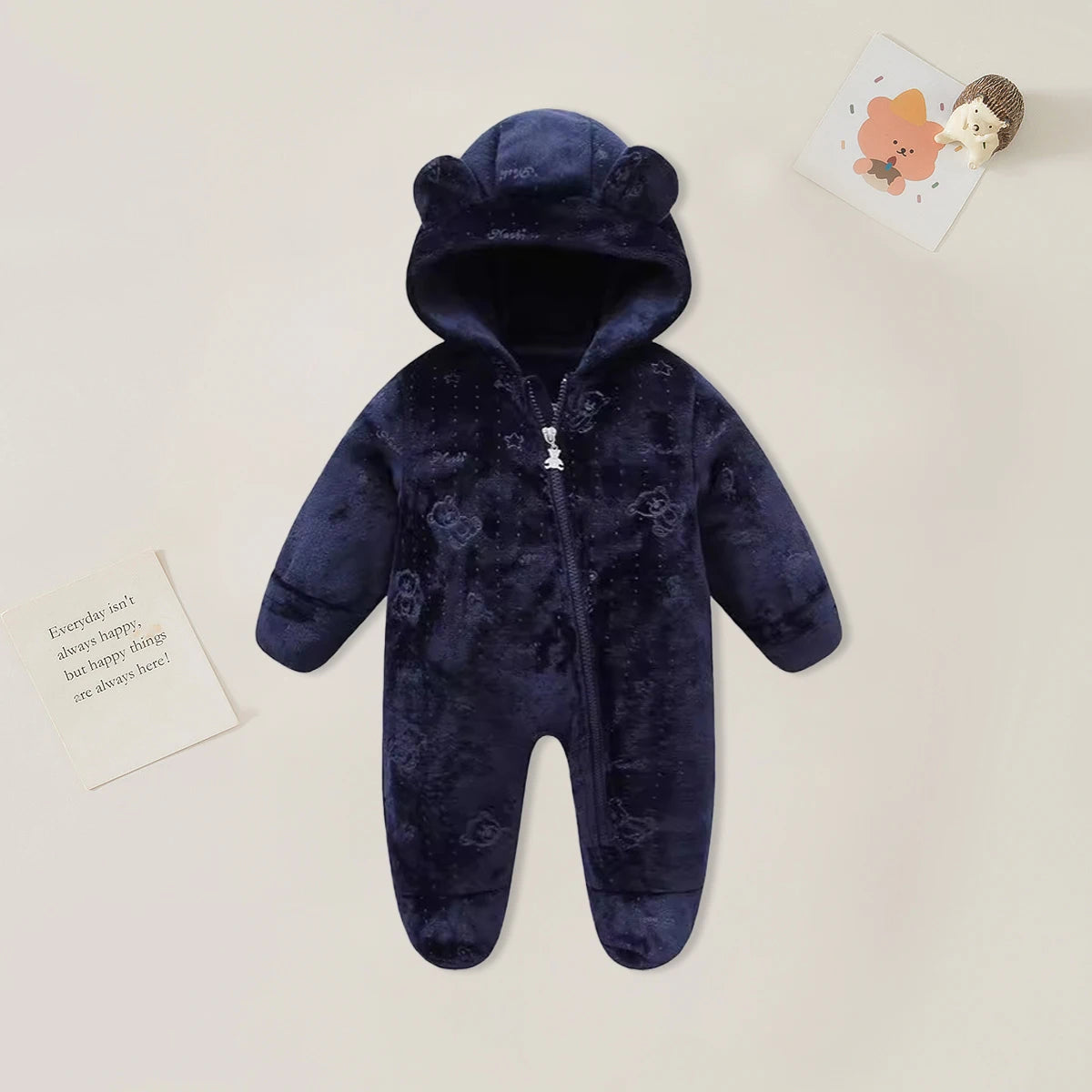 Newborn Flannel Romper - Soft Cartoon Baby Jumpsuit for Autumn Winter - MamaNest