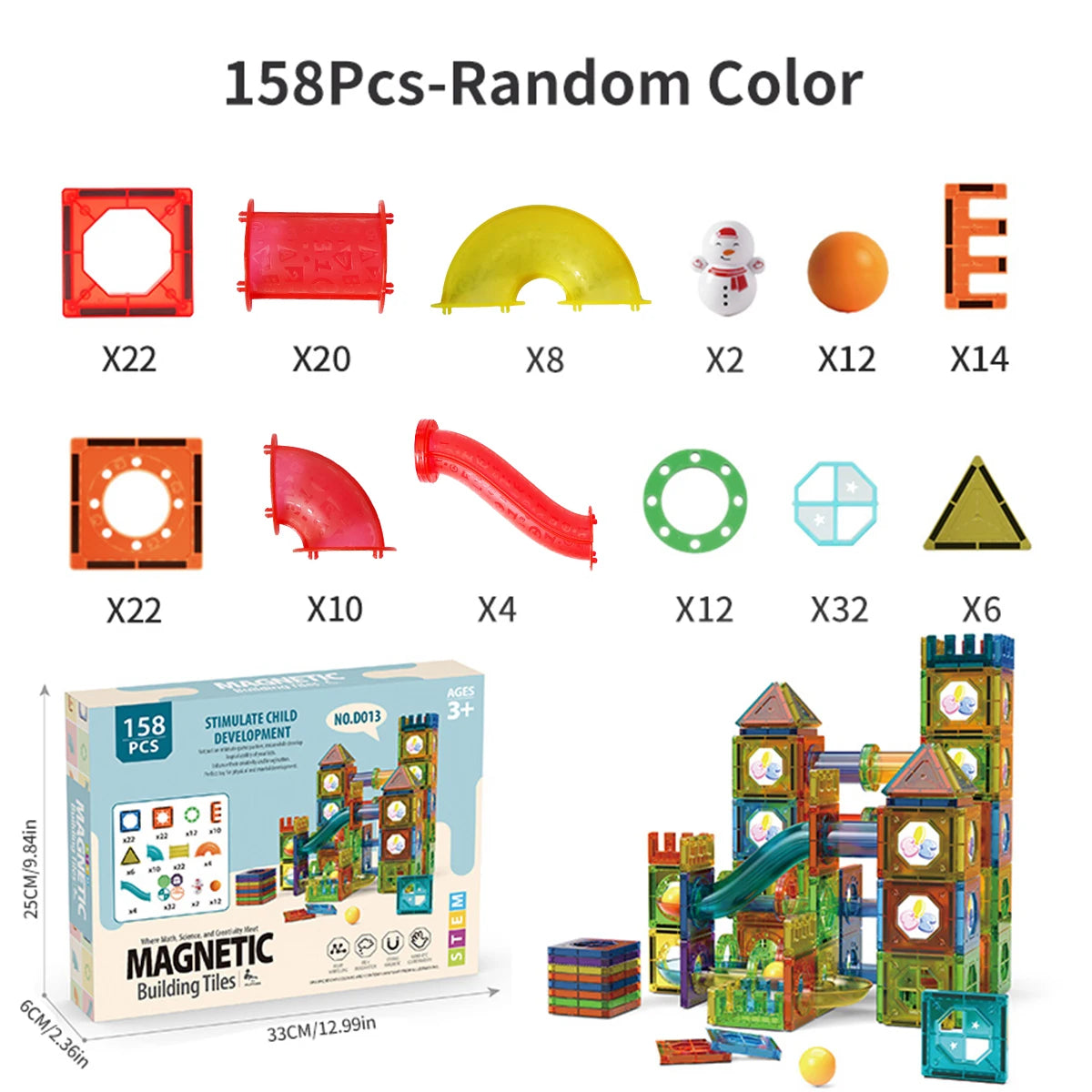 Magnetic Building Blocks - 3D STEM Educational Toys with Marble Run
