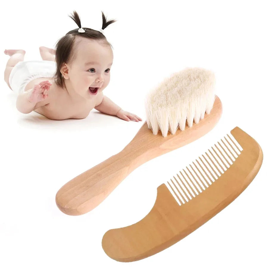 Baby Wooden Hair Brush & Comb Set - Soft Bristle Grooming Kit - MamaNest