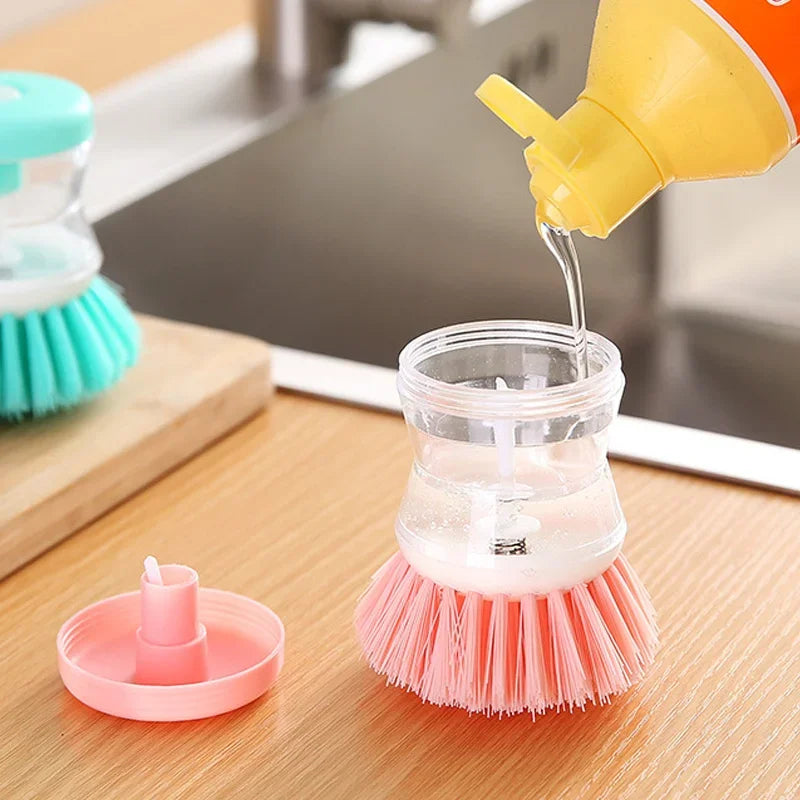 Dish Brush with Soap Dispenser - Press to Dispense Kitchen Cleaning Brush - MamaNest