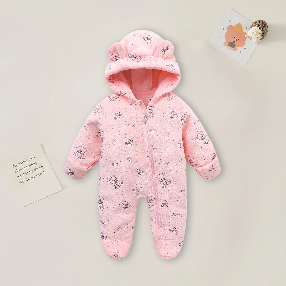 Newborn Flannel Romper - Soft Cartoon Baby Jumpsuit for Autumn Winter - MamaNest