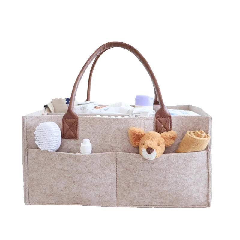 Felt Nursery Organiser Caddy with Handle - Nappy Storage Basket - MamaNest