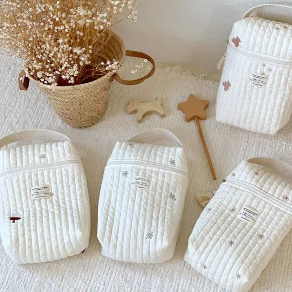 Stroller Organiser Bag - Quilted Nappy Caddy with Pockets