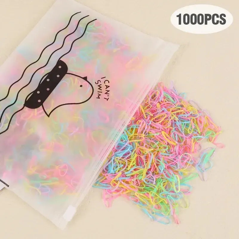 Disposable Hair Bands 1000-Pack - Elastic Rubber Ties for Girls - MamaNest