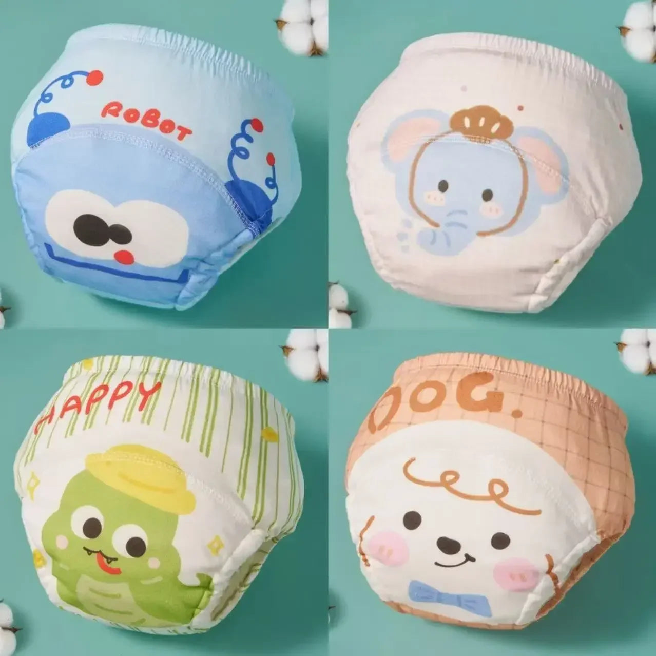 4PCS Baby Waterproof Diapers Pee Shorts Underwears Reusable Soft Ecological Cotton Toddler Potty Training Pants For Boys Girls - MamaNest