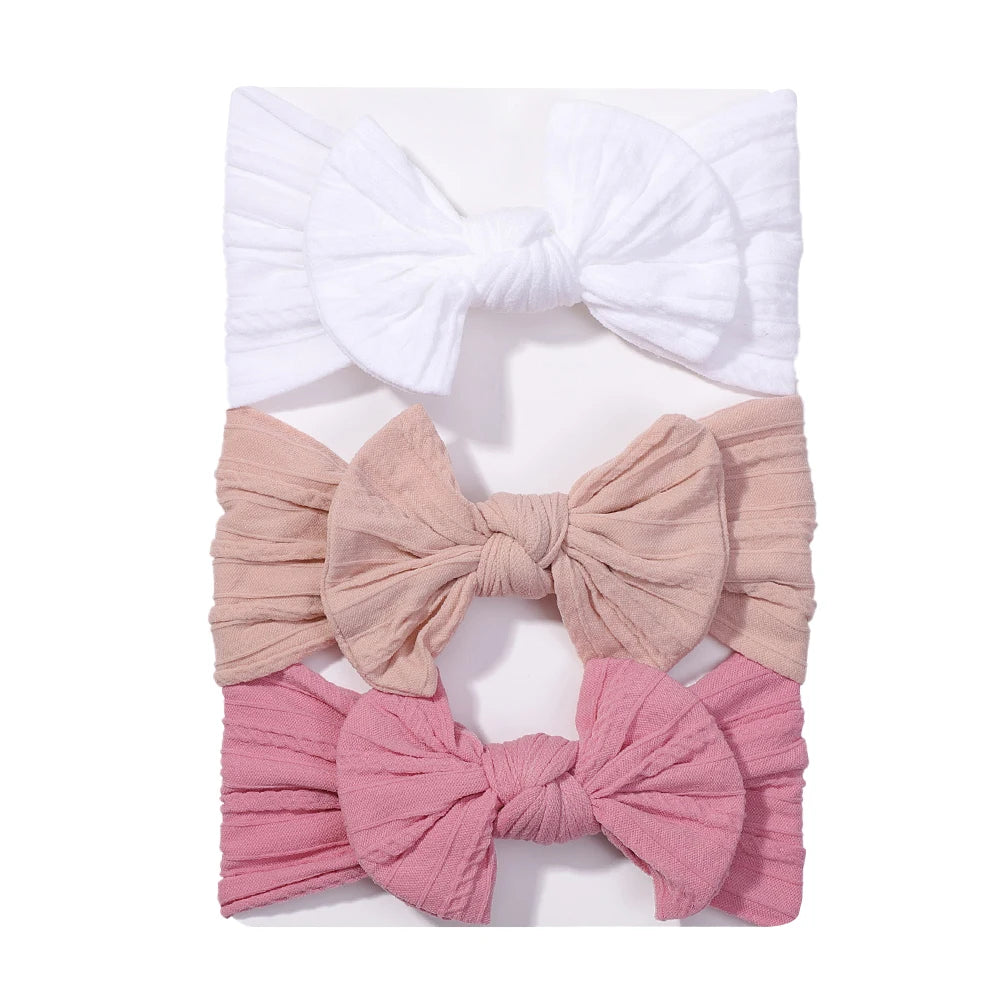Baby Headbands 3-Pack - Soft Nylon Bow Turban Headwraps - MamaNest
