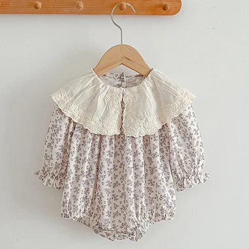 Baby Girl Romper Set - Korean Style Cotton Print with Hat 0-24M - MamaNest