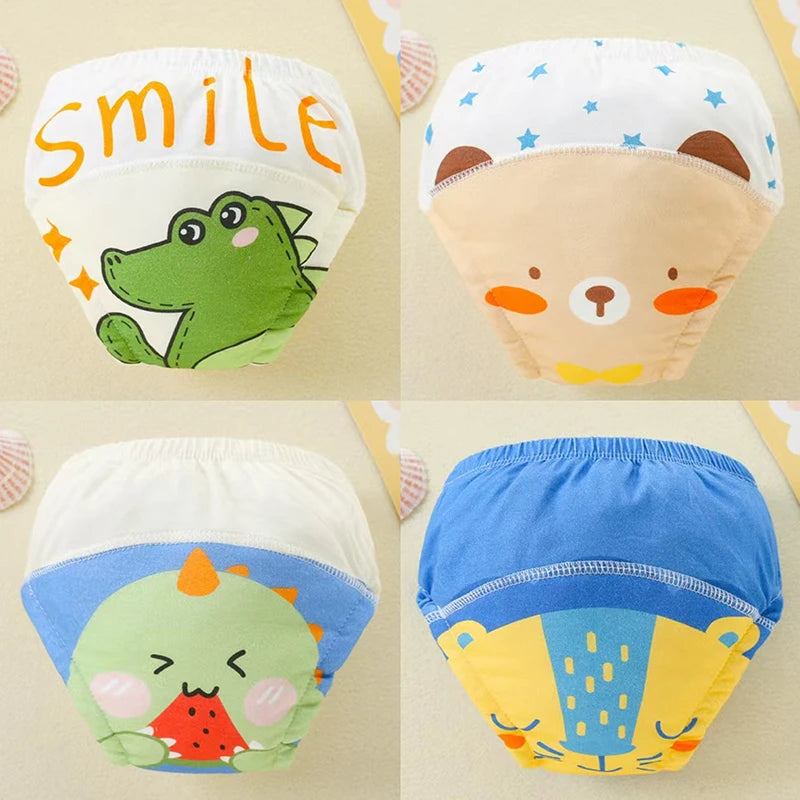 4PCS Baby Waterproof Diapers Pee Shorts Underwears Reusable Soft Ecological Cotton Toddler Potty Training Pants For Boys Girls - MamaNest