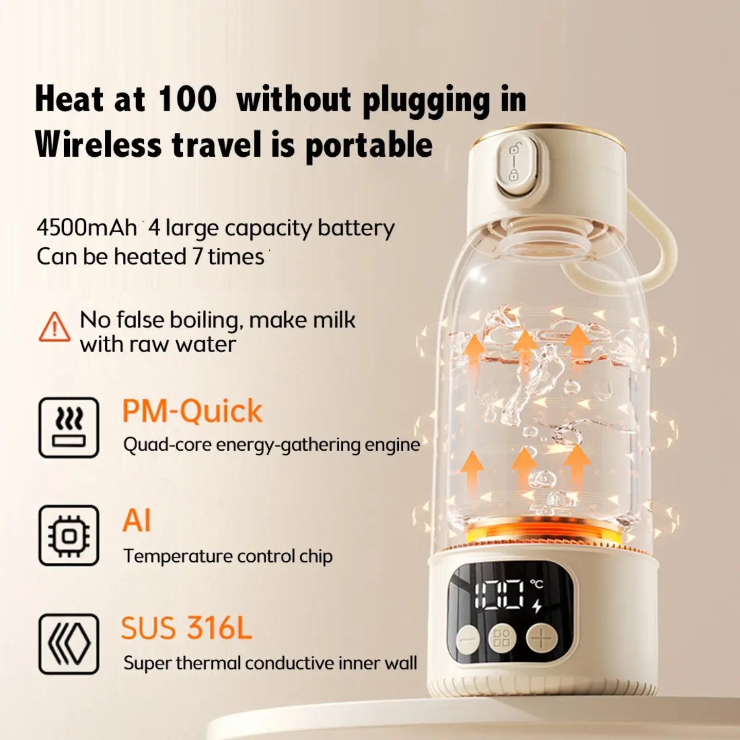 Wireless Baby Milk Warmer - Portable Bottle Warmer 35-100°C - MamaNest