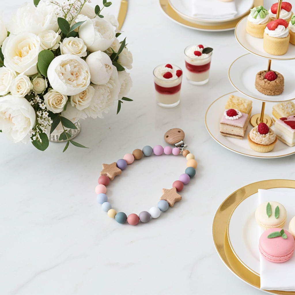 Baby Pacifier Clip Chain - Wooden Beads Dummy Holder - MamaNest