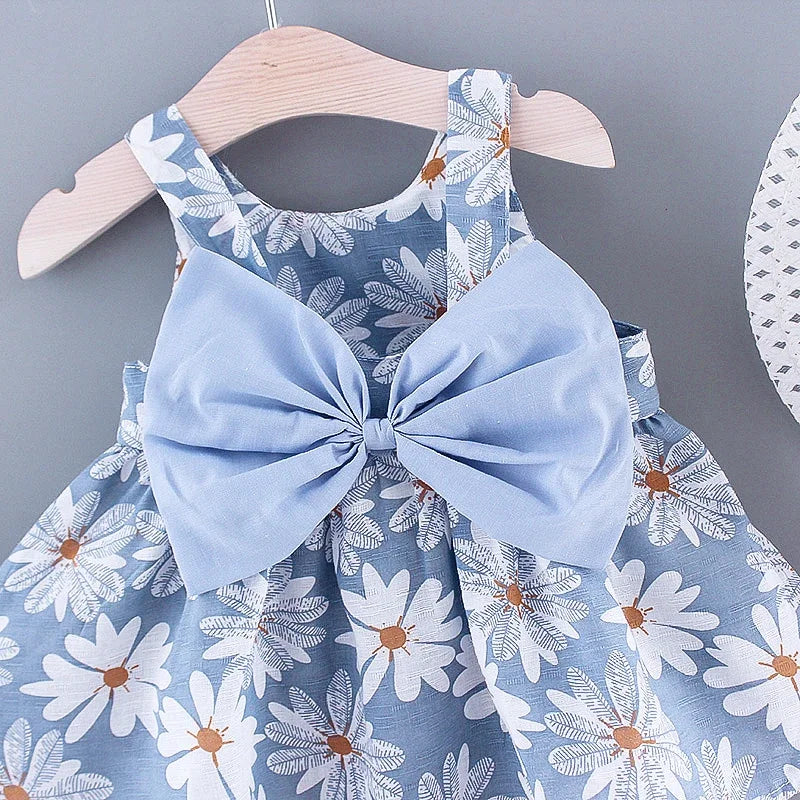 Girls Floral Princess Dress - Summer Bow Dress (0-3 Years) - MamaNest
